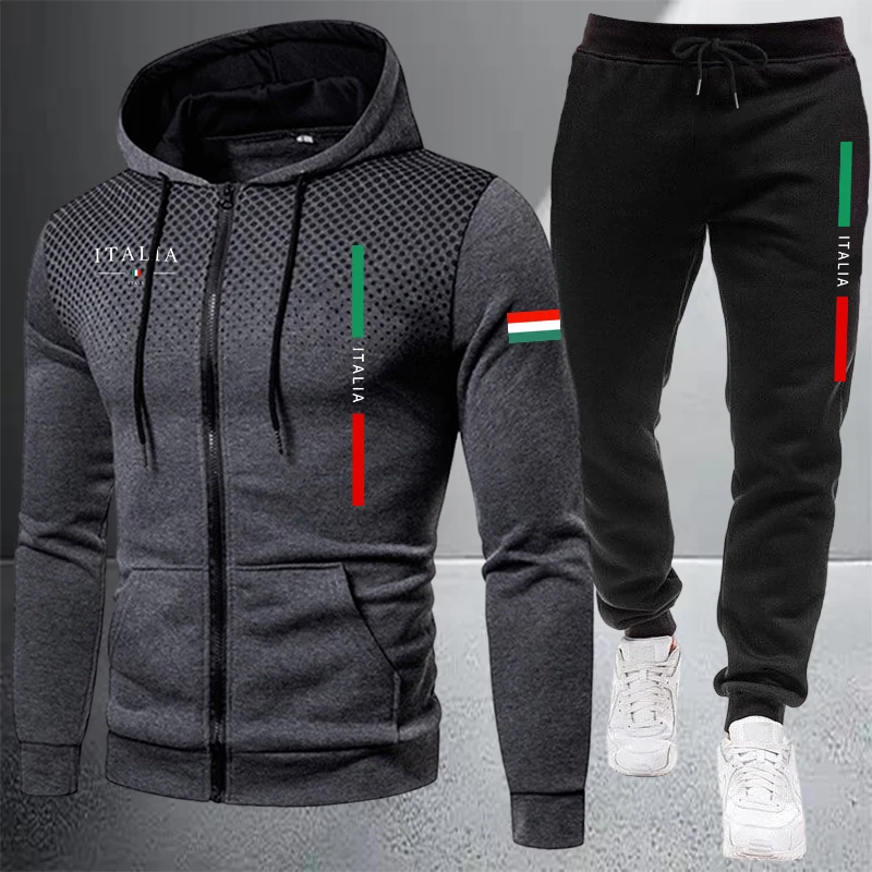 Winter Clothing Pk - Men's Tracksuit Casual Zip Hooded Sweatshirt