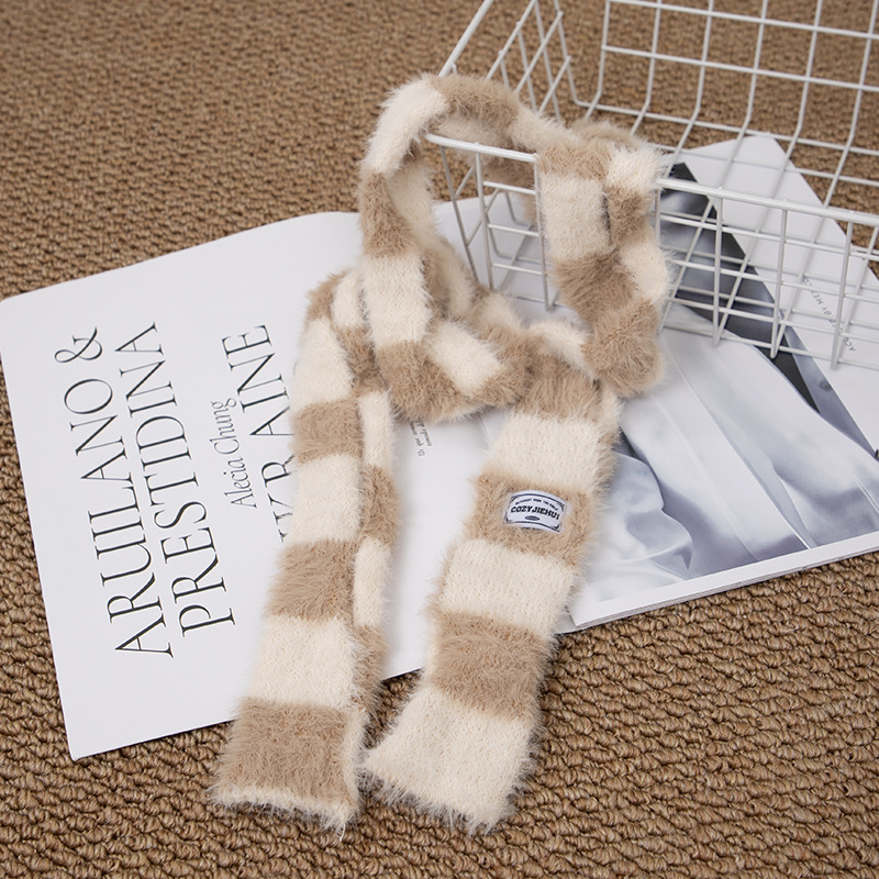 Y2k Striped Plush Narrow Long  - Winter Clothing Girls recension och pris