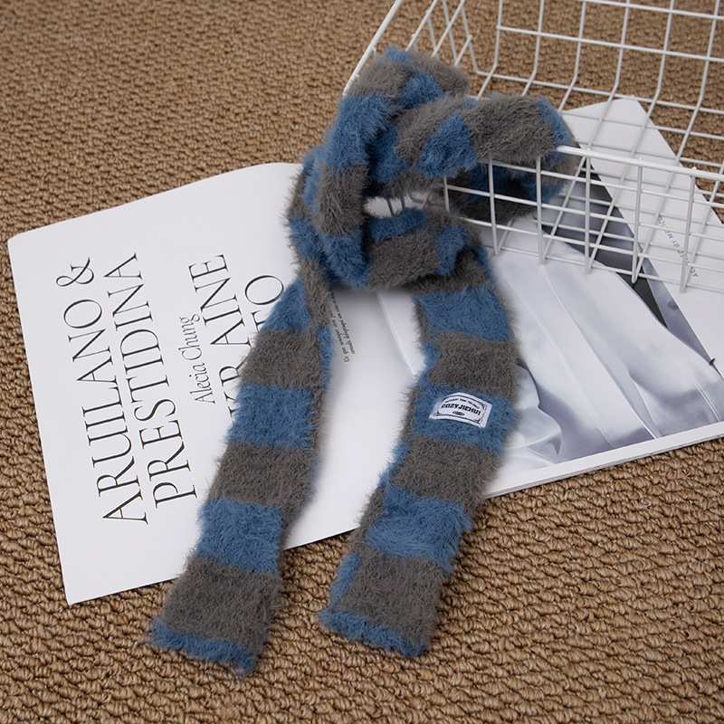 Y2k Striped Plush Narrow Long  - Winter Clothing Girls recension och pris