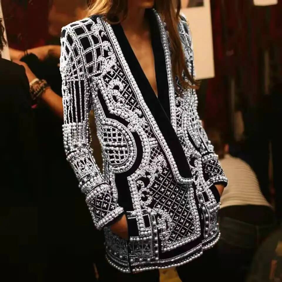Fashion Beading V Neck Blazers - Winter Clothing Taiwan recension och pris