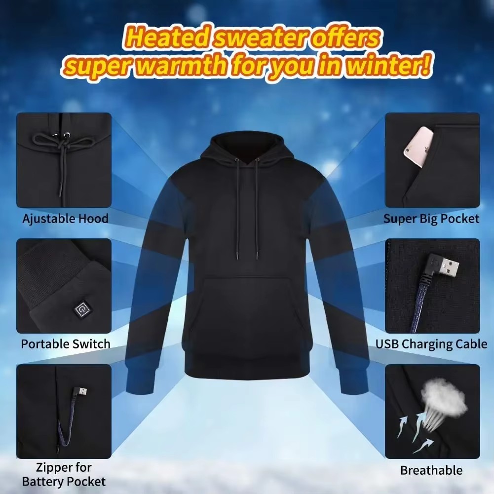 Women USB Heating Hoodies Men  - Winter Clothing Pk recension och pris