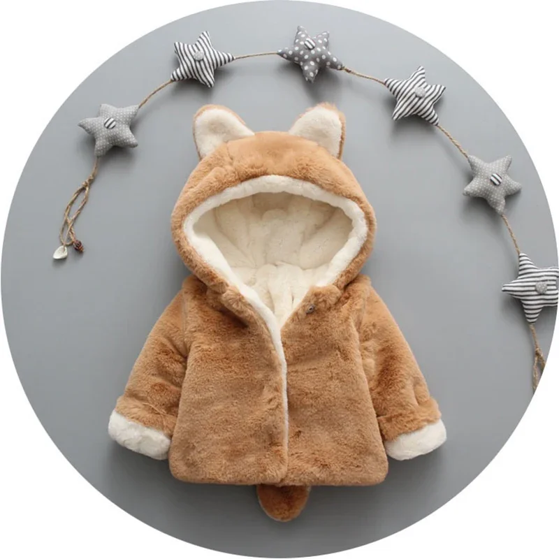 Cute Cat Ears Plush Baby Jacke - Winter Clothing Baby recension och pris