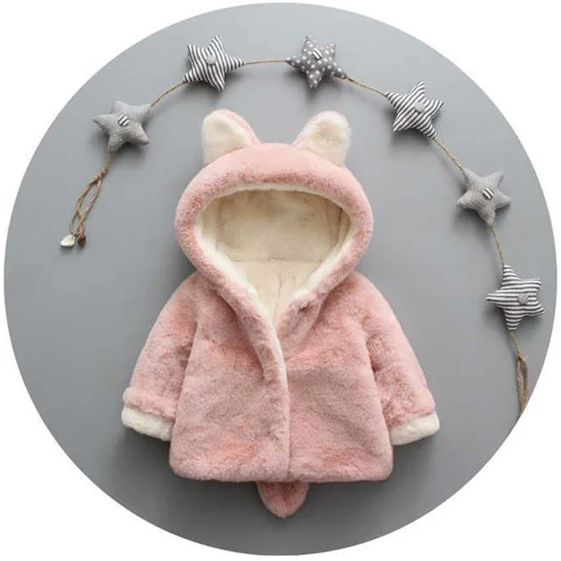 Cute Cat Ears Plush Baby Jacke - Winter Clothing Baby recension och pris